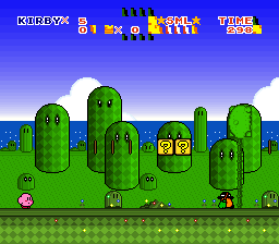 Kirby in Super Mario Land 2.5 background